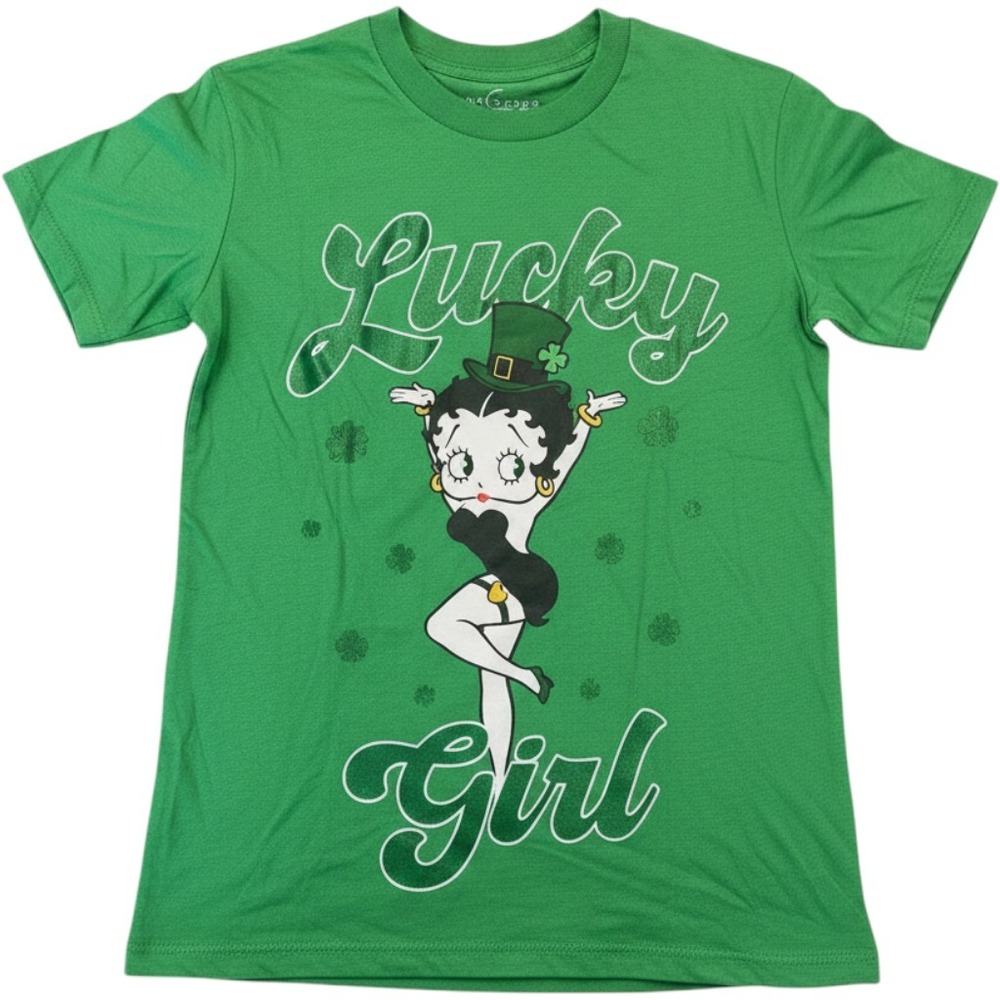 Betty Boop Lucky Girl St Patricks Day Green‎ Graphic Tee Shirt XXS New